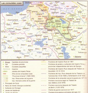 Mapa de la expansión rusa en Armenia ("Historia del Pueblo Armenio", de Ashot Artzruní)