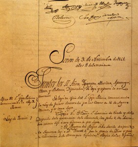 Firmas del Acta de la Ley Paccionada de 1841 (Iturria: enciclopedianavarra.com)